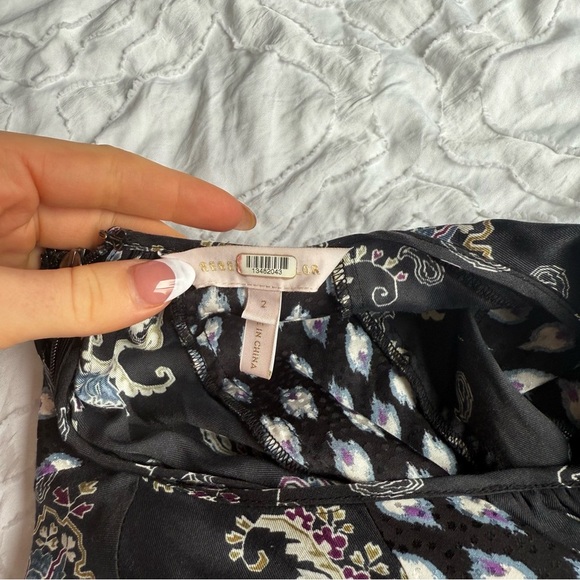 Rebecca Taylor Black Blue Floral Paisley Ruffle Jumpsuit Pockets - Picture 3 of 11